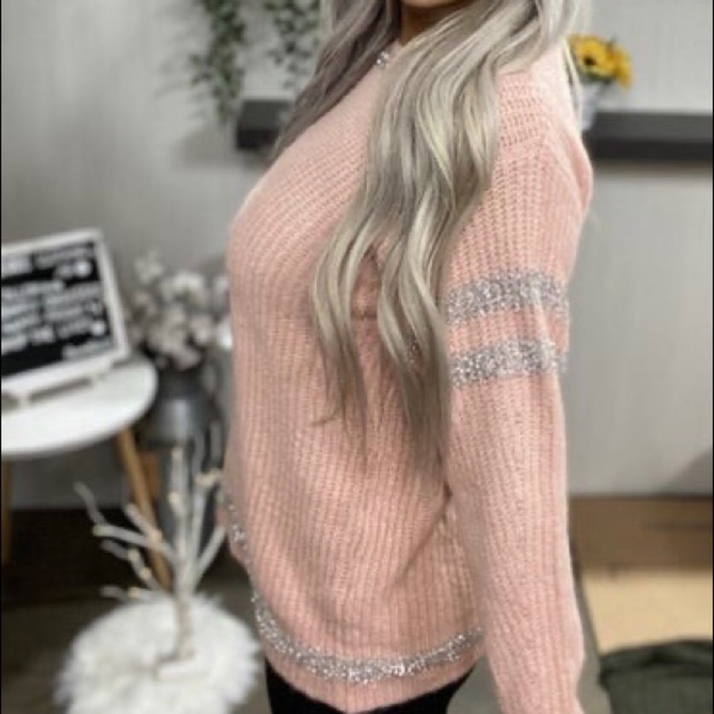 NWT GeeGee pink and silver medium sweater
